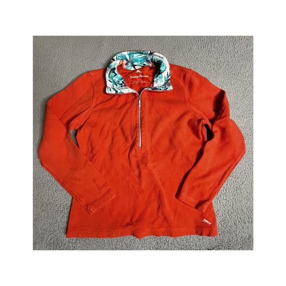 Tommy Bahama Sweaters - Tommy Bahama Sweater Small 1/4 Zip Orange Pullover Long Sleeve Beach Outdoor